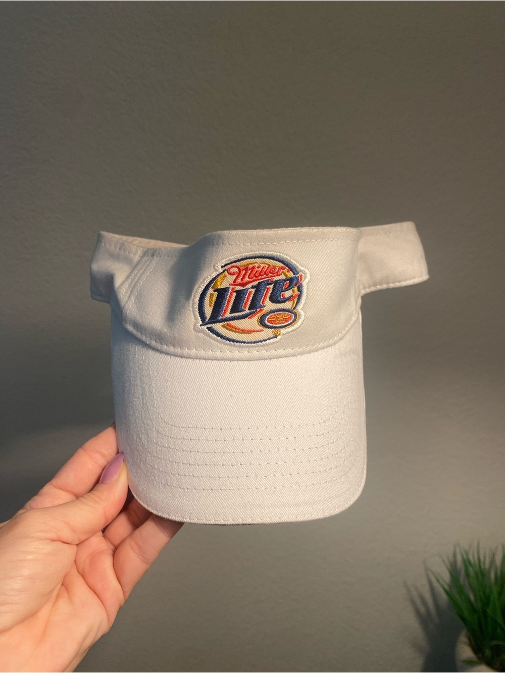 Lily White and Navy Visor with Logo